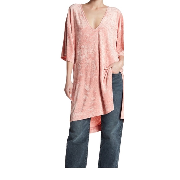 Free People The Luxe Crushed Velvet Hi-Lo Tee - Picture 2 of 6